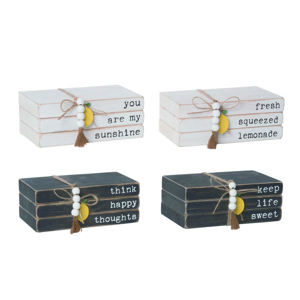 Decoración de libro con bloques de madera de limón