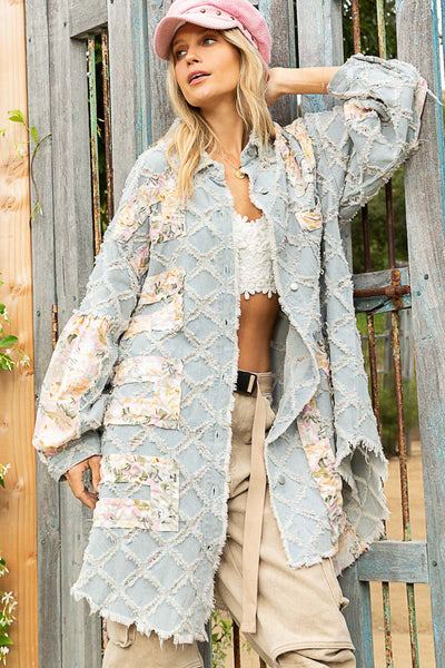 Chaqueta larga con patchwork floral Jenni