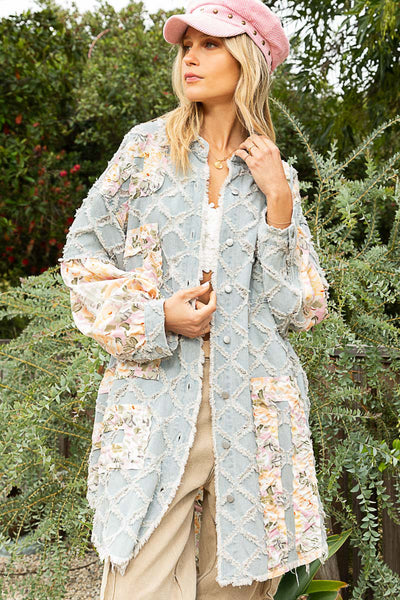 Chaqueta larga con patchwork floral Jenni