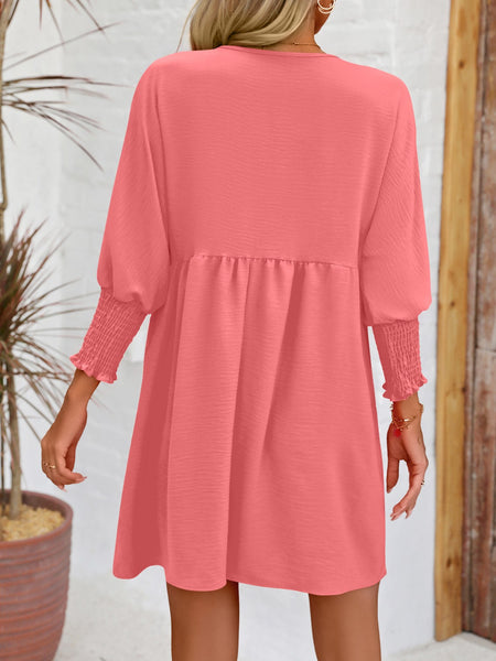 Torreta Round Neck Lantern Sleeve Mini Dress