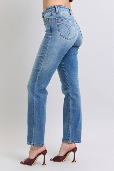 Ani Hi-Rise Vintage Wash Thermal Straight Judy Blue Jeans - ONLINE EXCLUSIVE!