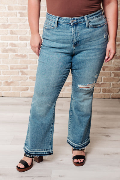 Isla Mid Rise Distressed Released Hem Bootcut Judy Blue Jeans - ONLINE EXCLUSIVE!