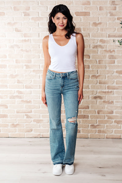 Isla Mid Rise Distressed Released Hem Bootcut Judy Blue Jeans - ONLINE EXCLUSIVE!