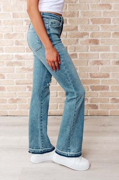 Isla Mid Rise Distressed Released Hem Bootcut Judy Blue Jeans - ONLINE EXCLUSIVE!