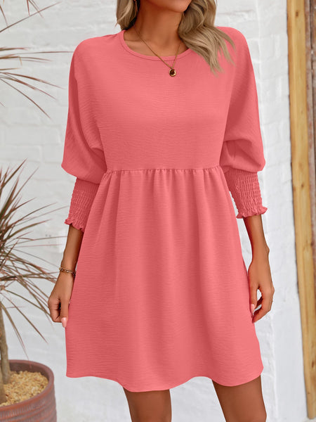 Torreta Round Neck Lantern Sleeve Mini Dress