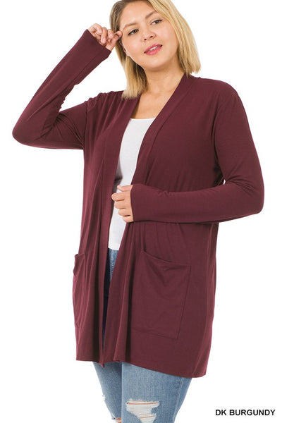 Cárdigan holgado con bolsillo en color burdeos Denali