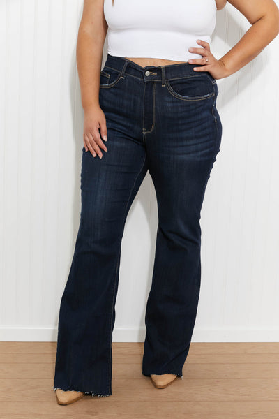 Amanda Hi-Rise Raw Hem Flare Judy Blue Jeans