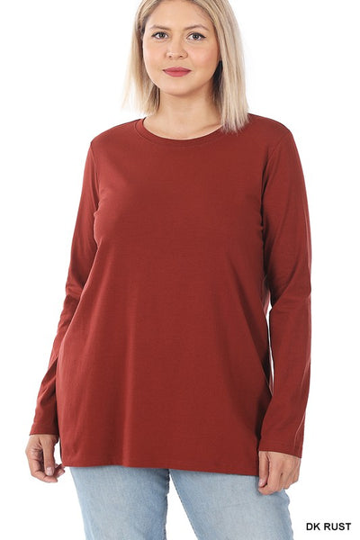 Kayleigh Cotton Crew Neck Long Sleeve Tee
