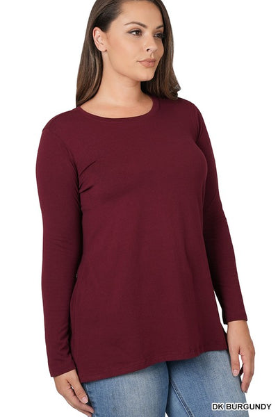 Kayleigh Cotton Crew Neck Long Sleeve Tee