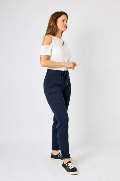 88813 Resa Navy Garment Dyed Hi-Rise Judy Blue Joggers