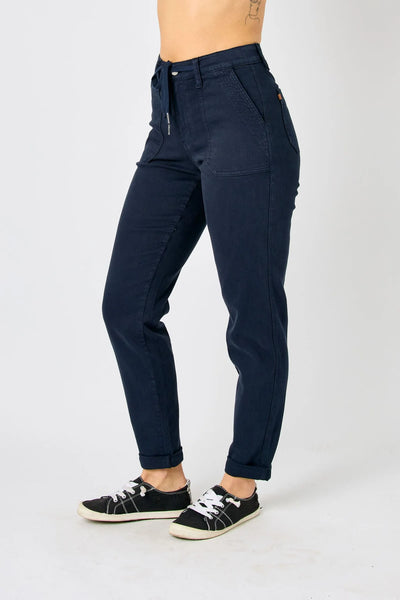 88813 Resa Navy Garment Dyed Hi-Rise Judy Blue Joggers