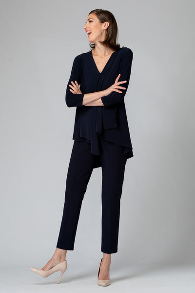 Amara Navy Handkerchief Hem Tunic Top by Joseph Ribkoff