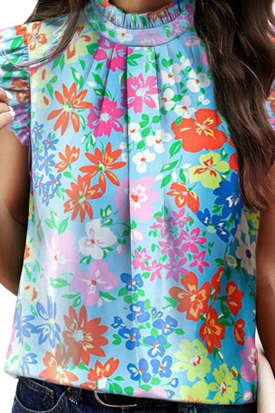 Blusa con mangas japonesas y cuello simulado con estampado de volantes Tina - ¡EXCLUSIVO EN LÍNEA!