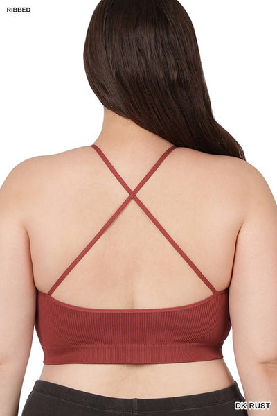 Top corto de tirantes de canalé sin costuras Belle