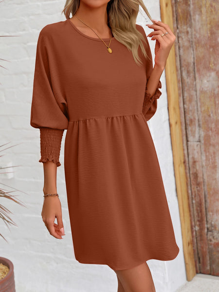 Torreta Round Neck Lantern Sleeve Mini Dress