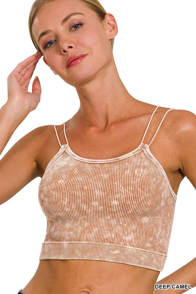 Brami Kayla lavado a la piedra acanalado sin costuras con doble tirante