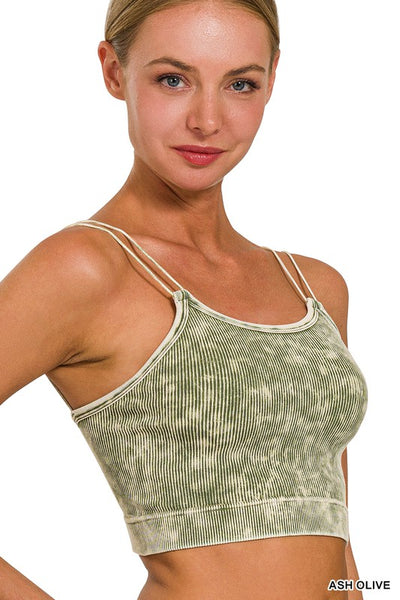 Brami Kayla lavado a la piedra acanalado sin costuras con doble tirante