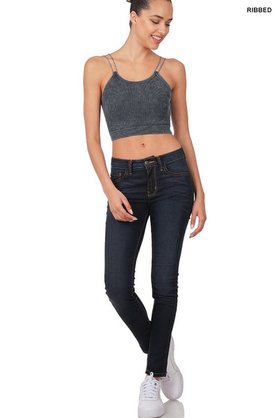 Brami Kayla lavado a la piedra acanalado sin costuras con doble tirante