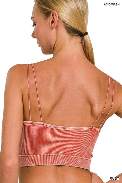 Brami Kayla lavado a la piedra acanalado sin costuras con doble tirante