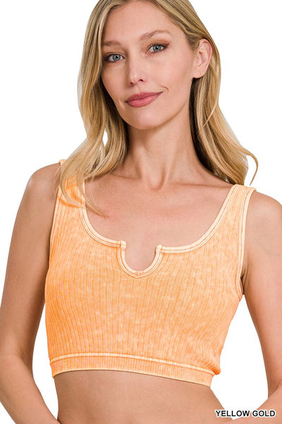 Top corto de canalé con lavado a la piedra Iris