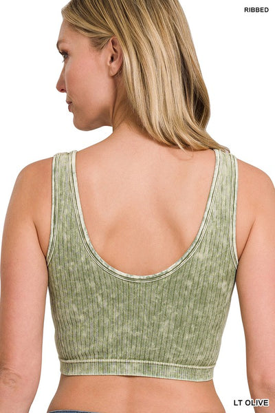 Top corto de canalé con lavado a la piedra Iris