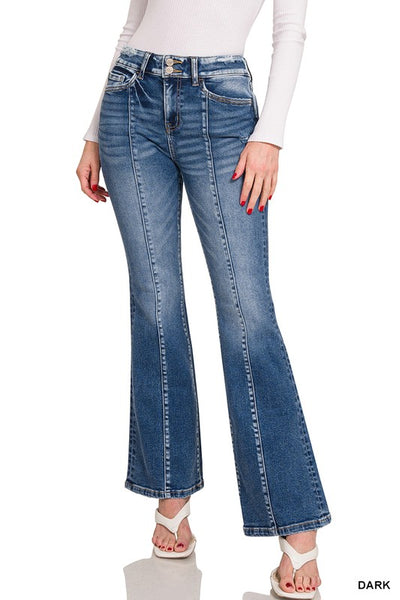 Giada 2-Button Bootcut Zenana Jeans w/ Center Seaming