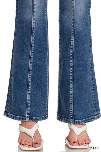 Giada 2-Button Bootcut Zenana Jeans w/ Center Seaming