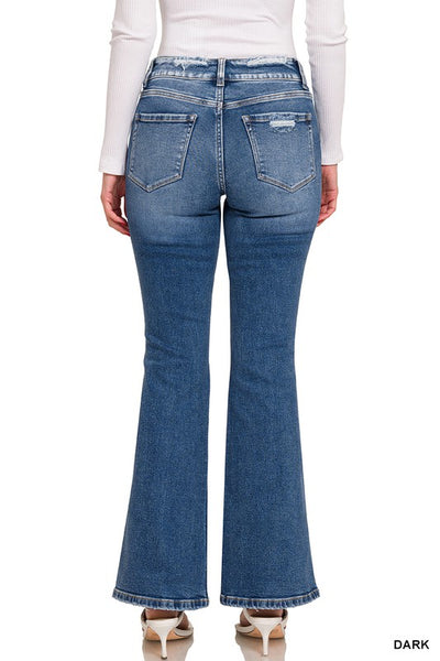 Giada 2-Button Bootcut Zenana Jeans w/ Center Seaming