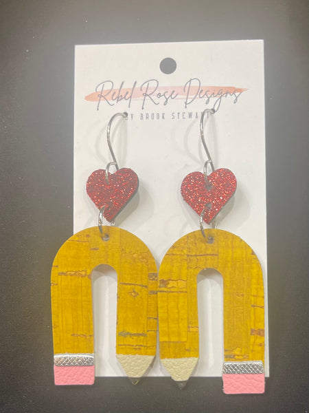 Teacher Pencil Arch Earrings