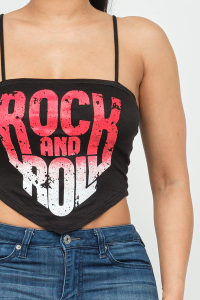 Zuri Spaghetti Strap Rock 'N Roll Crop Top