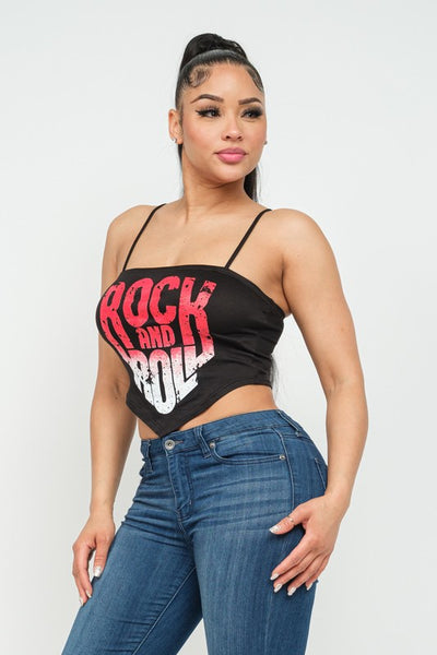 Zuri Spaghetti Strap Rock 'N Roll Crop Top