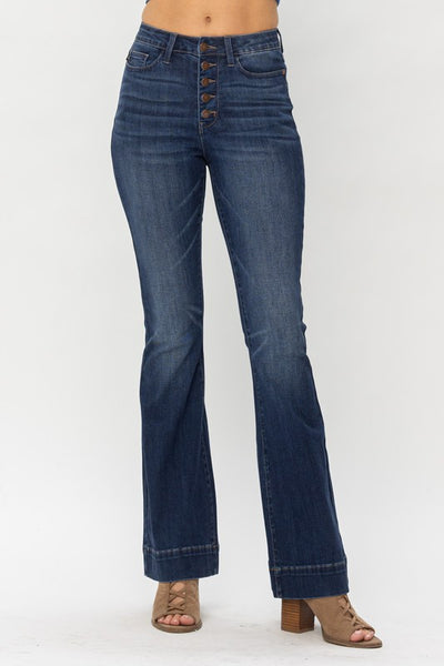 Faye Hi Rise Button Fly Trouser Flare Judy Blue Jeans