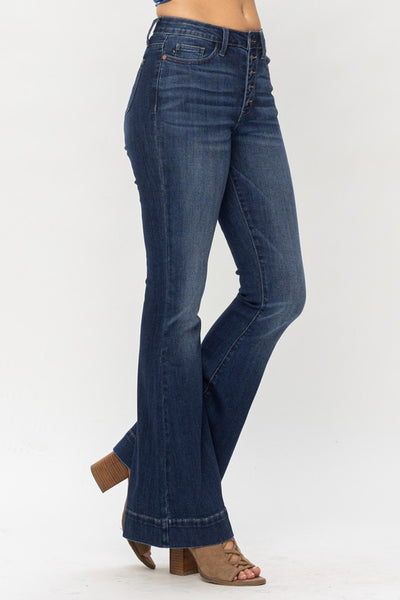 Faye Hi Rise Button Fly Trouser Flare Judy Blue Jeans