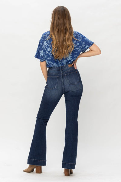 Faye Hi Rise Button Fly Trouser Flare Judy Blue Jeans