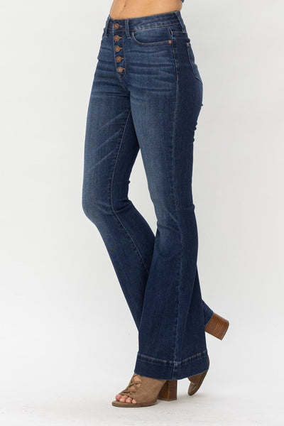 Faye Hi Rise Button Fly Trouser Flare Judy Blue Jeans