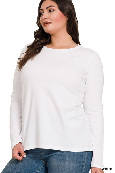 Malia PLUS Cotton Crew Neck Long Sleeve Top