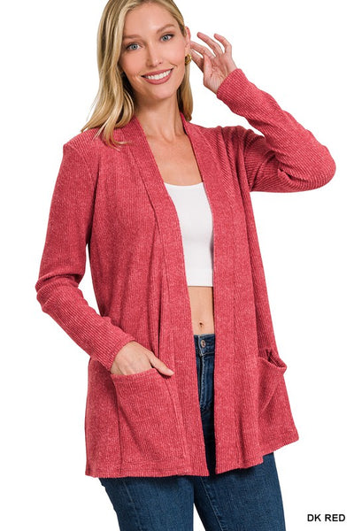 Mandy Heather Ribbed Sweater Cardigan