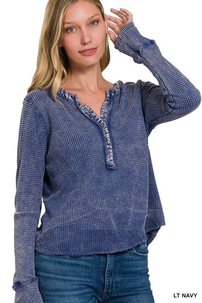 Kendra Baby Waffle Knit Henley Top