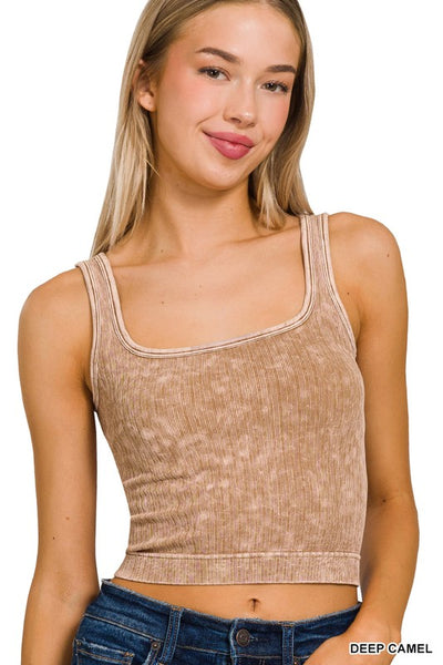 Jordana Square Neck Ribbed Crop Top