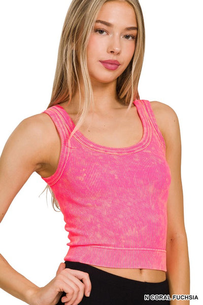 Luci Stonewashed Ribbed Cropped Top