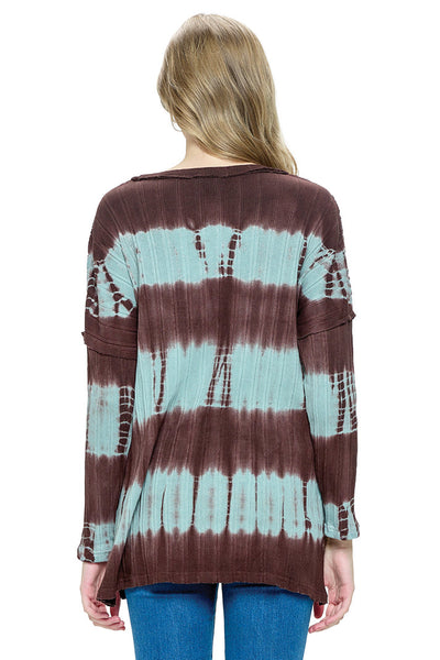 Top de manga larga teñido anudado de Angie