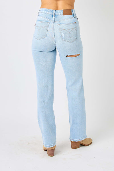 Oriana Hi-Rise Distressed Straight Judy Blue Jeans - ONLINE EXCLUSIVE!