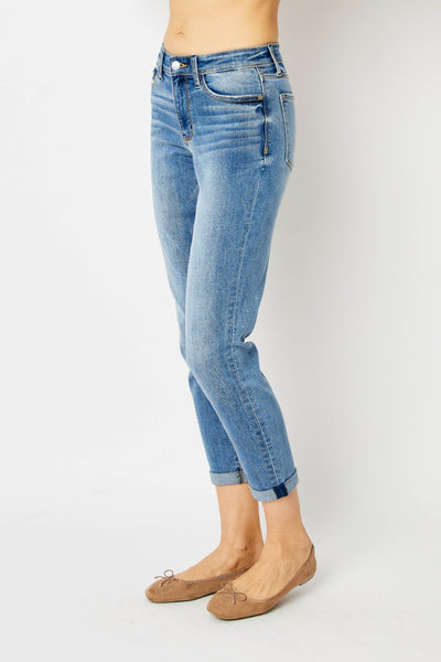 Rachael Mid-Rise Cuffed Hem Slim Judy Blue Jeans - ONLINE EXCLUSIVE!