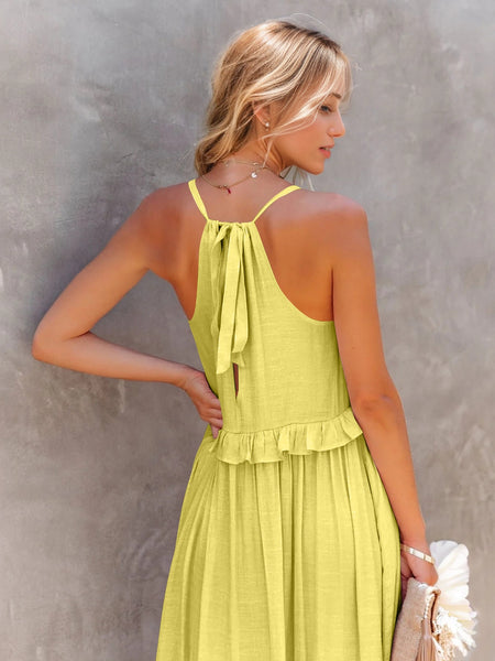 Tasha Ruffled Sleeveless Tiered Maxi Dress with Pockets - ONLINE EXCLUSIVE!