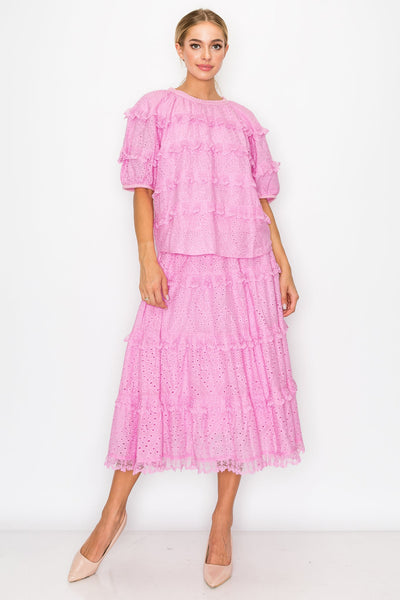 Lizzie Skirt with Cotton Eyelet Lace by Joh Apparel