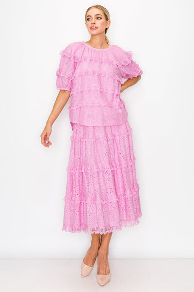 Lizzie Skirt with Cotton Eyelet Lace by Joh Apparel