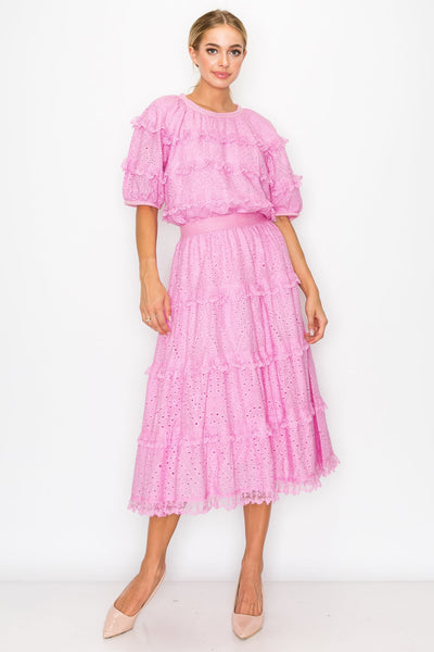 Lizzie Skirt with Cotton Eyelet Lace by Joh Apparel