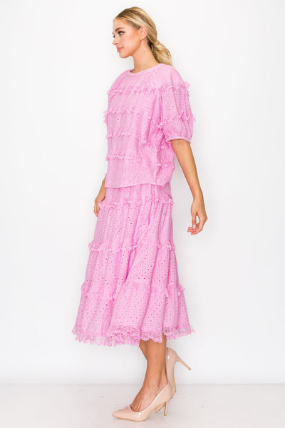 Lizzie Skirt with Cotton Eyelet Lace by Joh Apparel