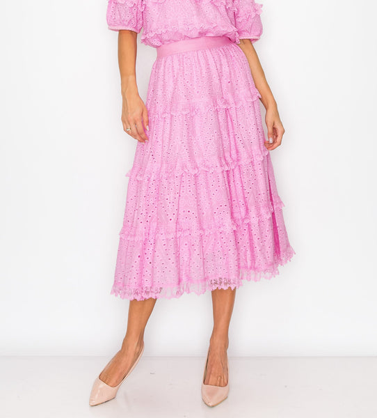 Lizzie Skirt with Cotton Eyelet Lace by Joh Apparel