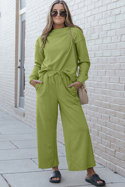 Malia Textured Long Sleeve Top and Drawstring Pants Set - ONLINE EXCLUSIVE!